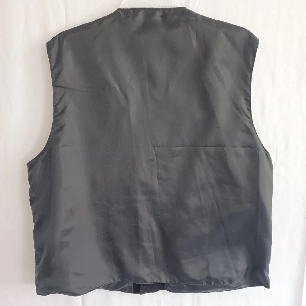 Arizona Jean Co Leather Vest Mens Large Black Suede Front Western Biker - Picture 4 of 6